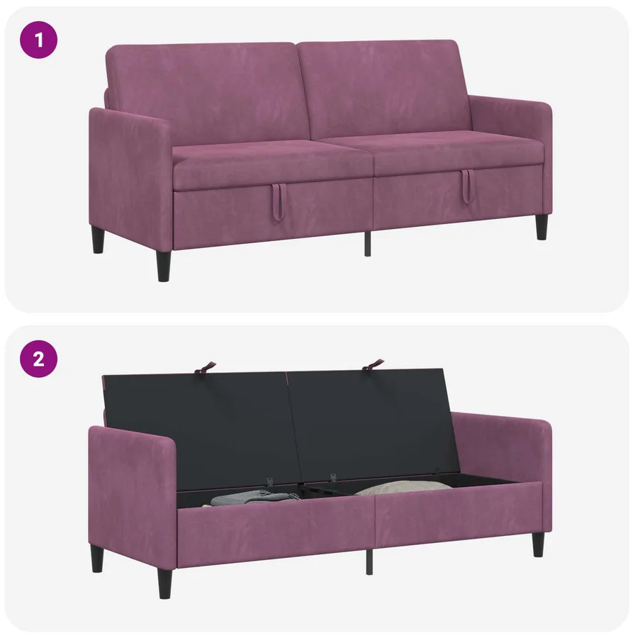 Sofa avec rangement Pourpre 192 x 78 x 87 cm Polyester - 6