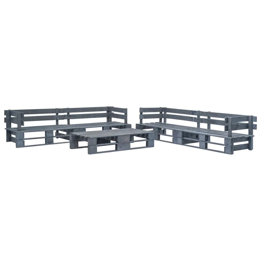 Salon palette de jardin 6 pcs avec coussins gris bois - 3