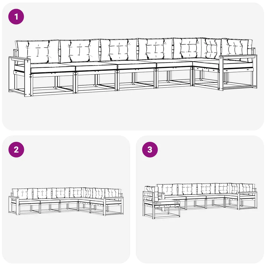 Ensemble de canapés d'extérieur 4 pcs Blanc et crème Polyester - 7