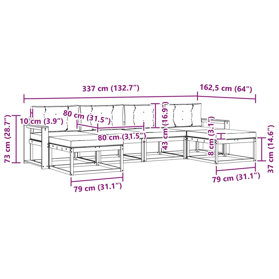 Ensemble de canapés d'extérieur 6 pcs Blanc et crème - 6