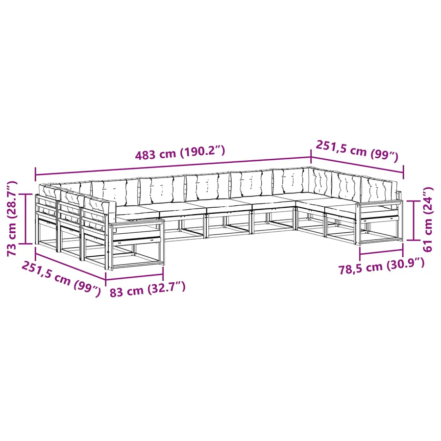 Ensemble de canapés d'extérieur 10 pcs Blanc et crème - 8