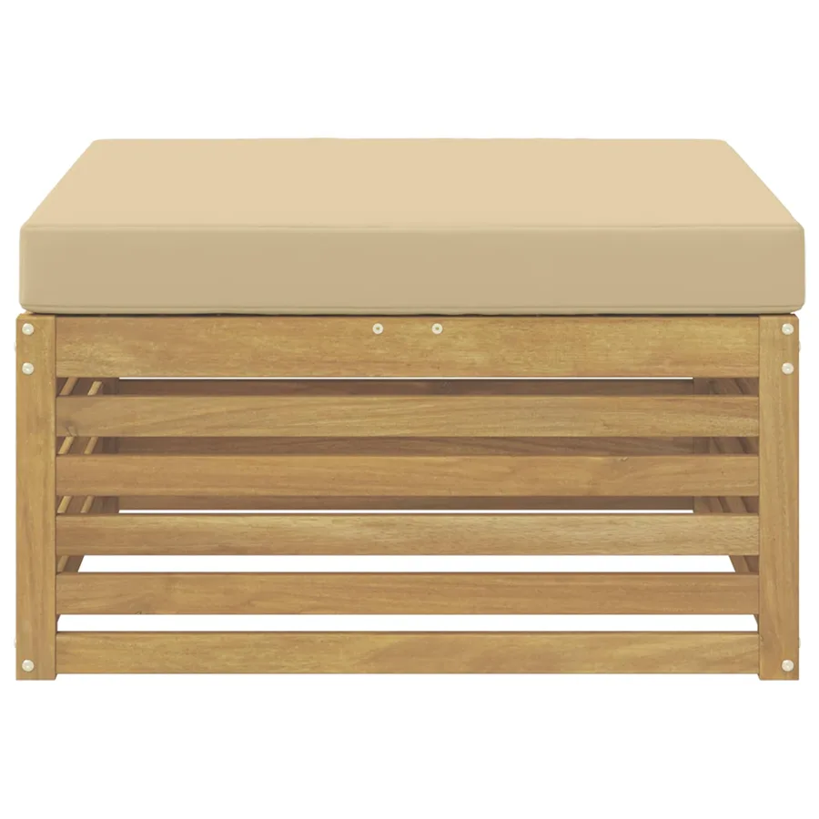 Pouf d'Extérieur Bois d'Acacia Massif Blanc - 3