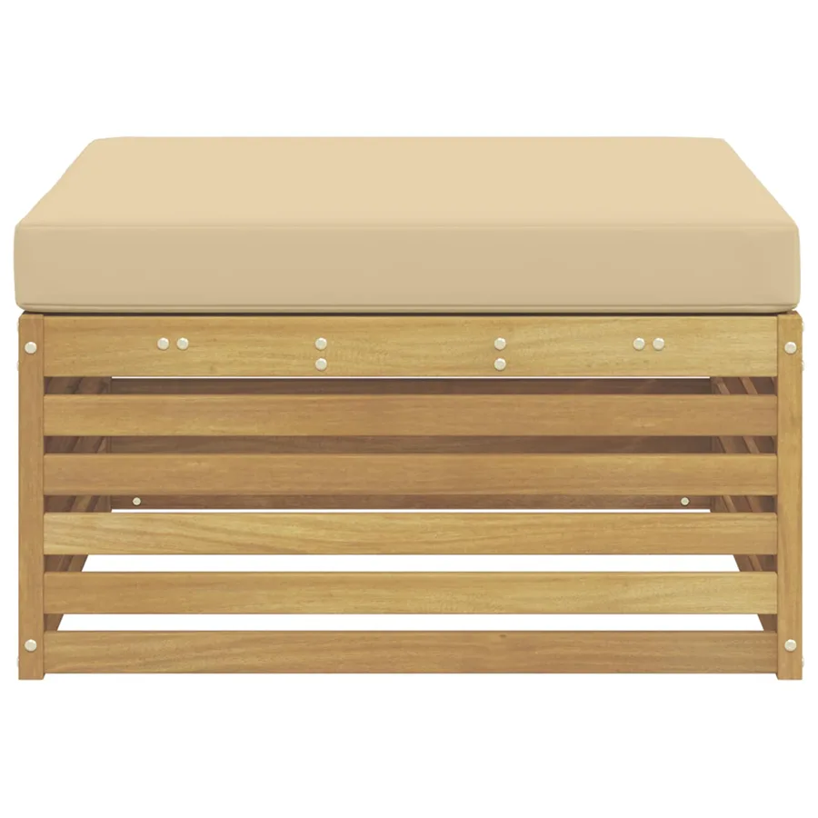 Pouf d'Extérieur Bois d'Acacia Massif Blanc - 4