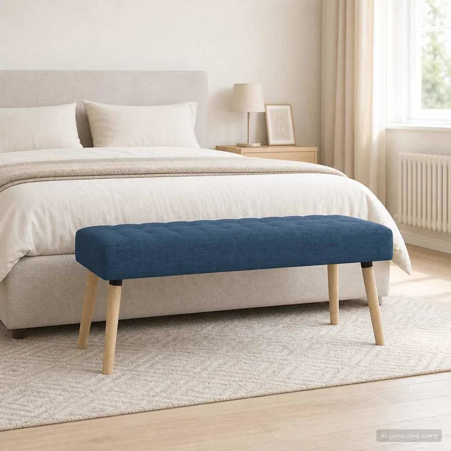 Banc capitonné canal Bleu 110 x 40 x 46 cm Tissu
