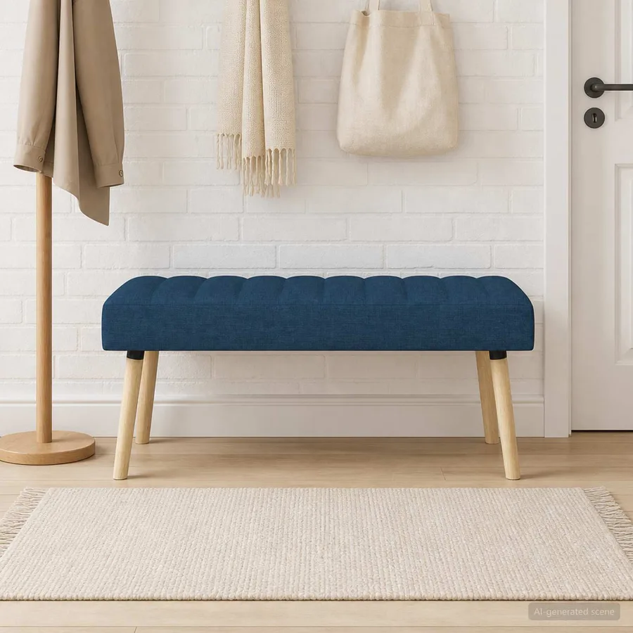 Banc capitonné canal Bleu 110 x 40 x 46 cm Tissu - 3