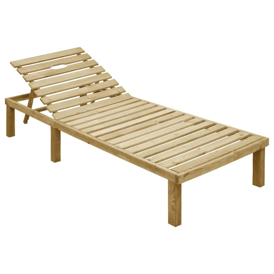 Chaise longue avec coussin vert Bois de pin imprégné - 2