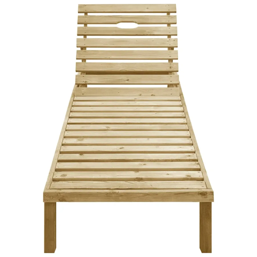 Chaise longue avec coussin vert Bois de pin imprégné - 3