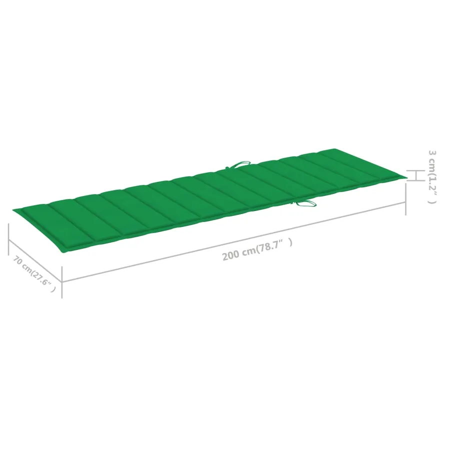 Chaise longue avec coussin vert Bois de pin imprégné - 8