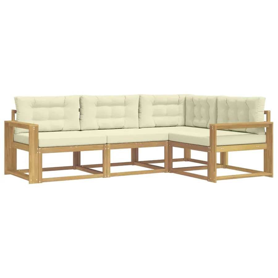 Ensemble de canapés d'extérieur 3 pcs Blanc et crème Polyester - 2