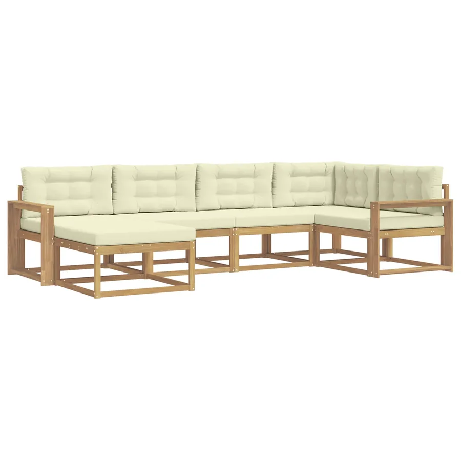 Ensemble de canapés d'extérieur 5 pcs Blanc et crème Polyester - 2