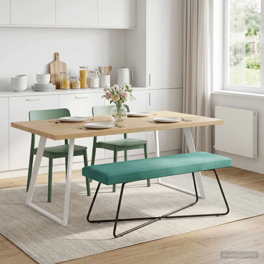 banc Turquoise 110 x 40 x 45 cm Velours - 4