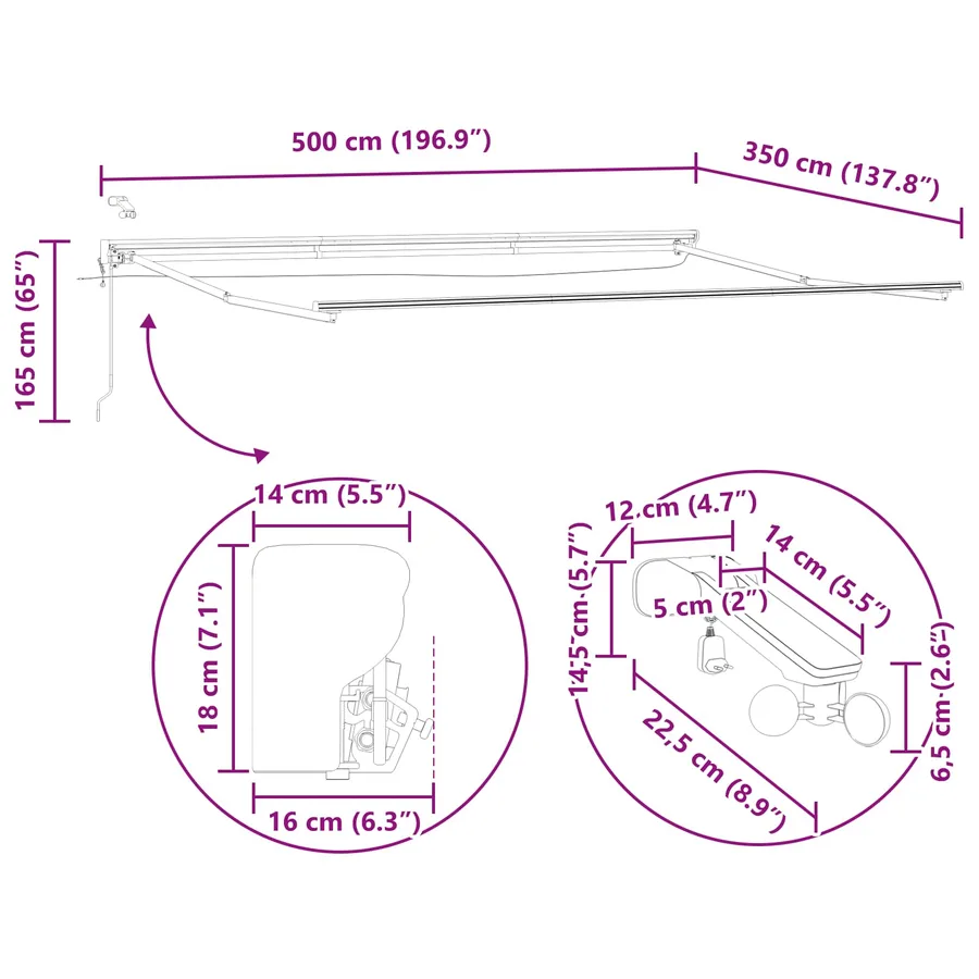 Auvent rétractable électrique 5 × 3,5 m - 15