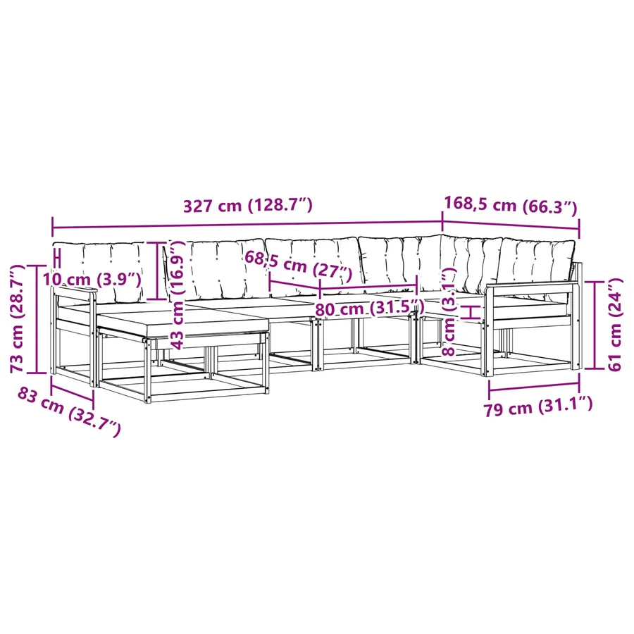 Ensemble de canapés d'extérieur 6 pcs Blanc et crème - 8
