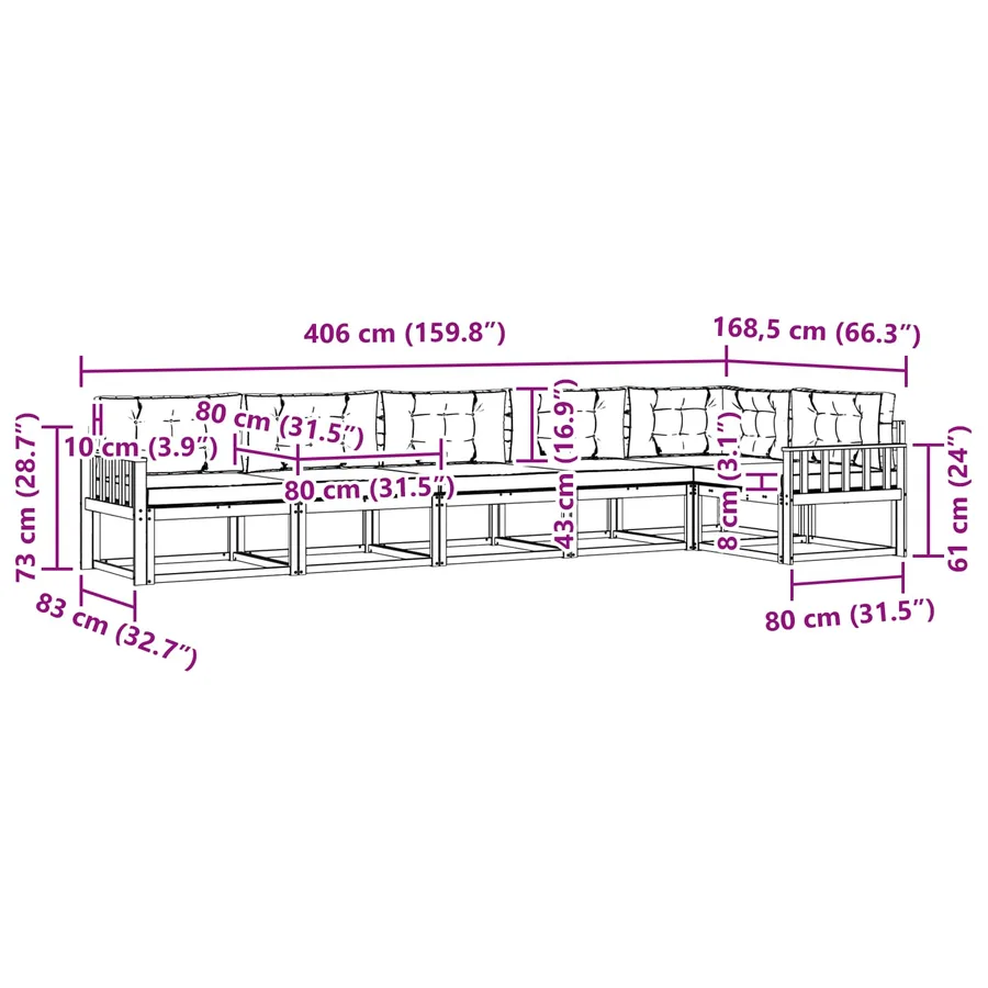 Ensemble de canapés d'extérieur 4 pcs Blanc et gris clair - 8