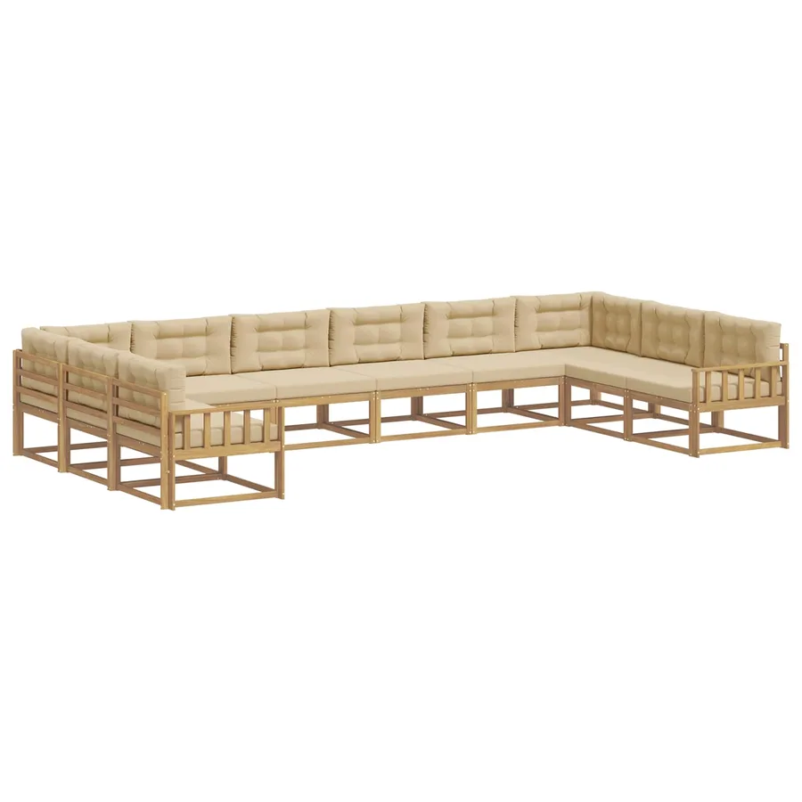 Ensemble de canapés d'extérieur 10 pcs Blanc et Beige - 2