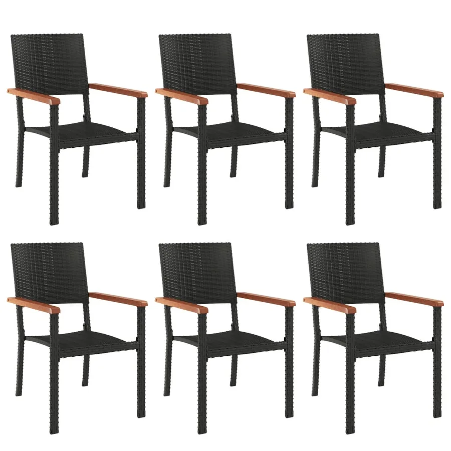 Ensemble à manger de jardin 7 pcs Noir Résine tressée - 4