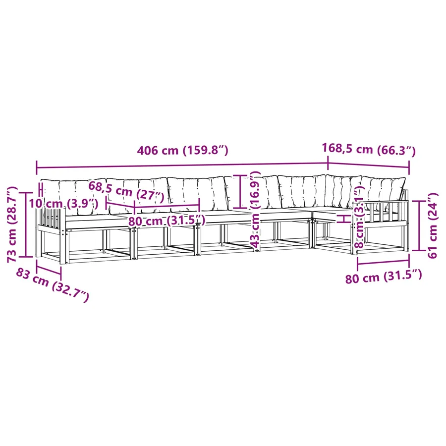 Ensemble de canapés d'extérieur 6 pcs Blanc et crème - 9