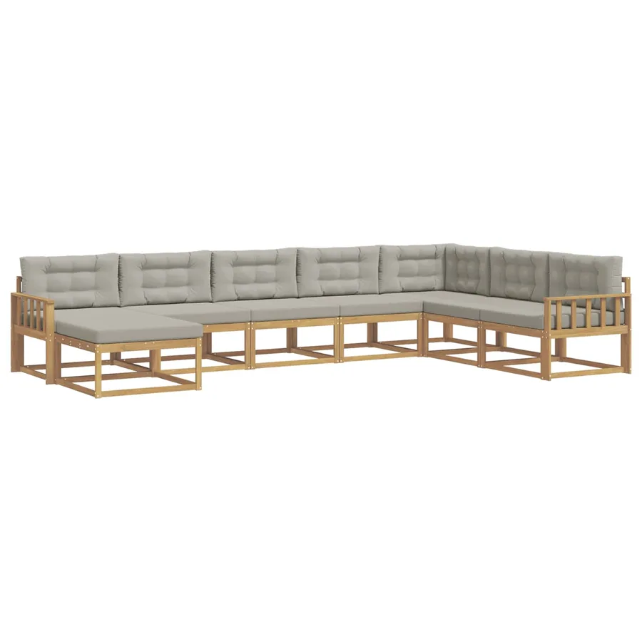 Ensemble de canapés d'extérieur 8 pcs Blanc et gris clair - 2