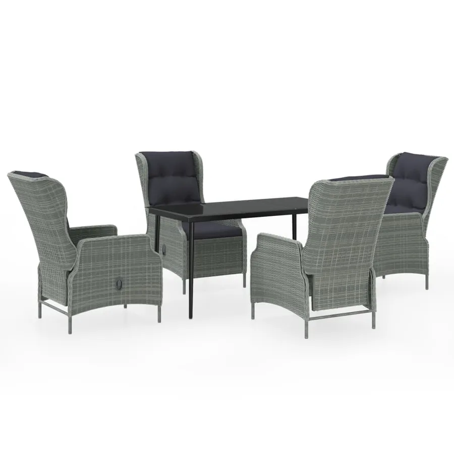 Ensemble à manger de jardin 5 pcs Gris clair - 2