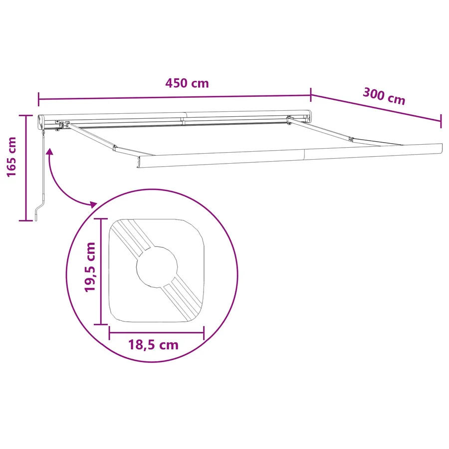 Auvent rétractable Gris clair et blanc 450 × 300 cm - 7