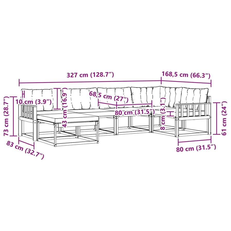 Ensemble de canapés d'extérieur 6 pcs Blanc et noir - 8