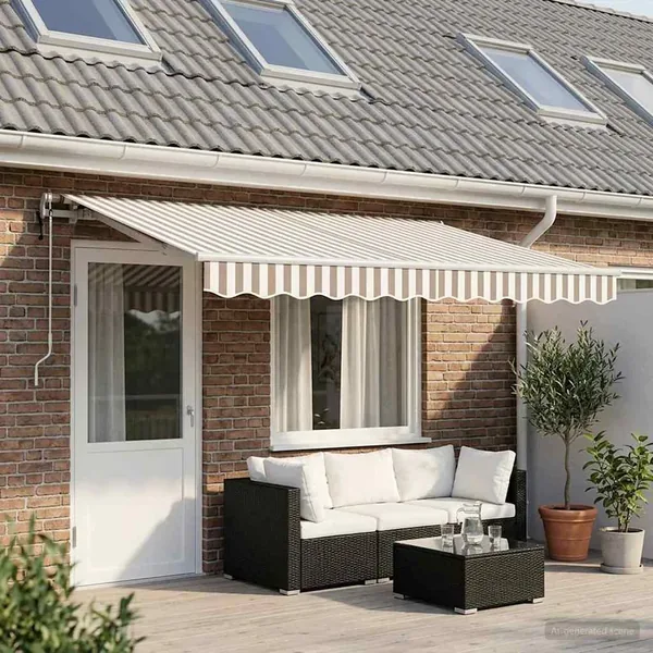 Auvent rétractable Gris clair et blanc 450 × 300 cm