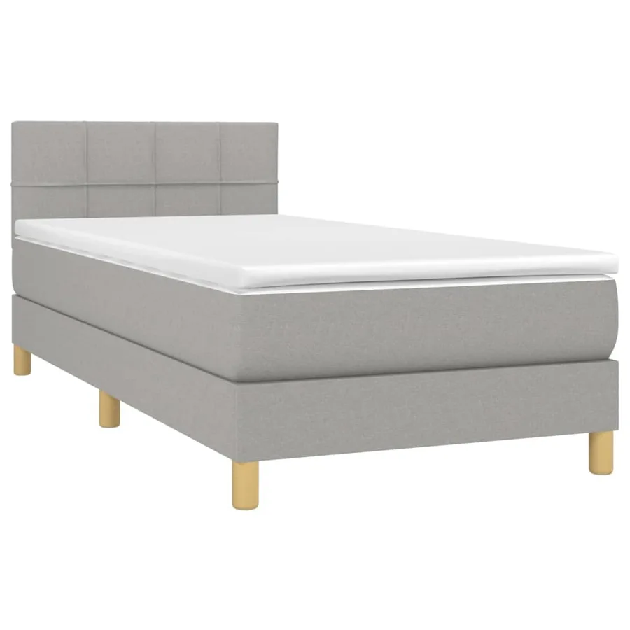 Sommier à lattes de lit avec matelas et LED Gris clair 90x190cm - 3