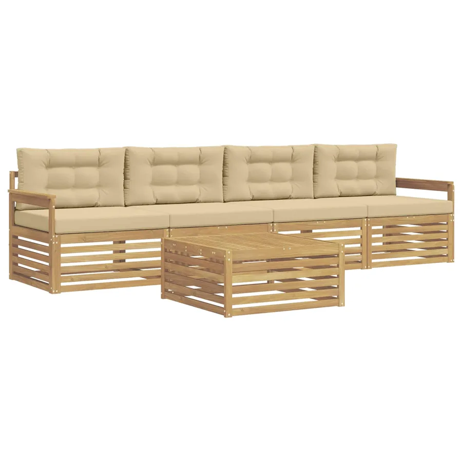 Ensemble de canapés d'extérieur 5 pc Blanc et Beige - 2
