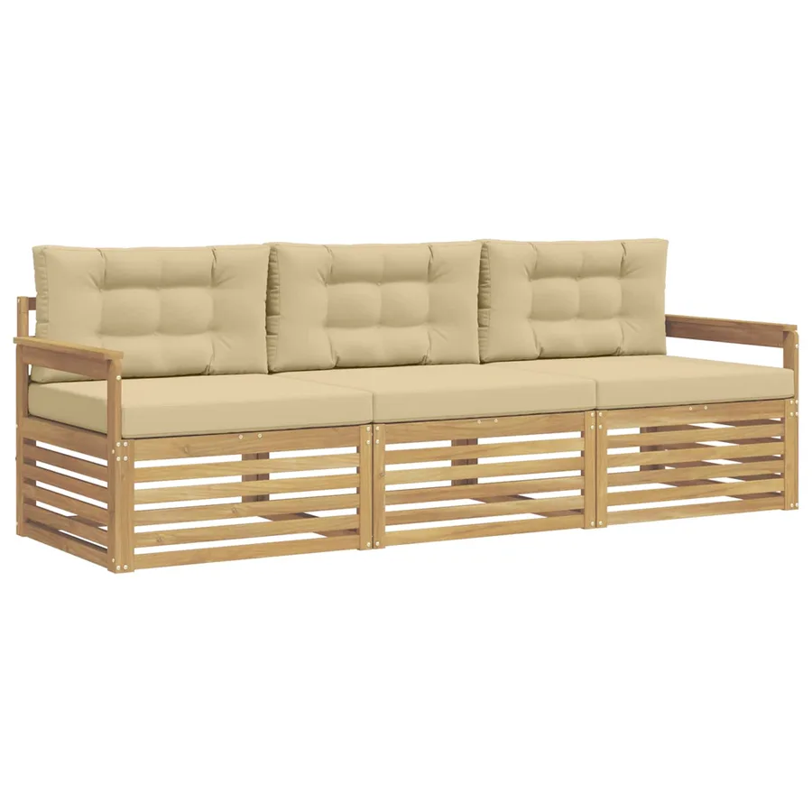 Ensemble de canapés d'extérieur 3 pc Blanc et Beige Polyester - 2