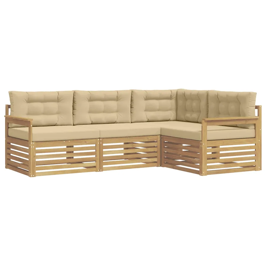 Ensemble de canapés d'extérieur 5 pc Blanc et Beige Polyester - 2