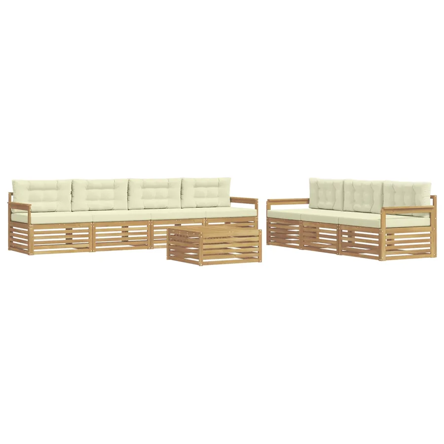 Ensemble de canapés d'extérieur 8 pc Blanc et crème Polyester - 2