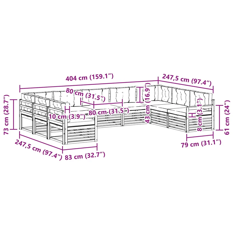 Ensemble de canapés d'extérieur 9 pc Blanc et anthracite - 8