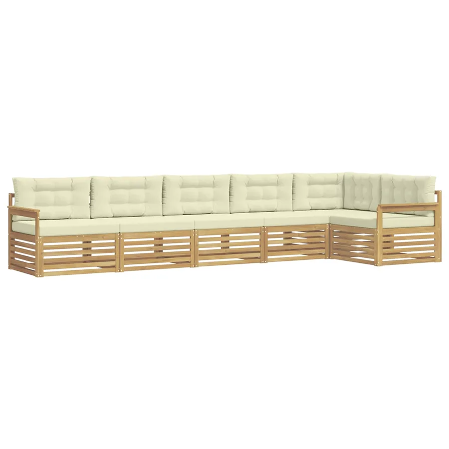Ensemble de canapés d'extérieur 6 pc Blanc et crème Polyester - 2