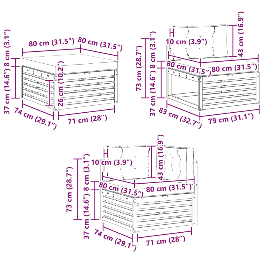 Ensemble de canapés d'extérieur 6 pc Blanc et gris clair - 8