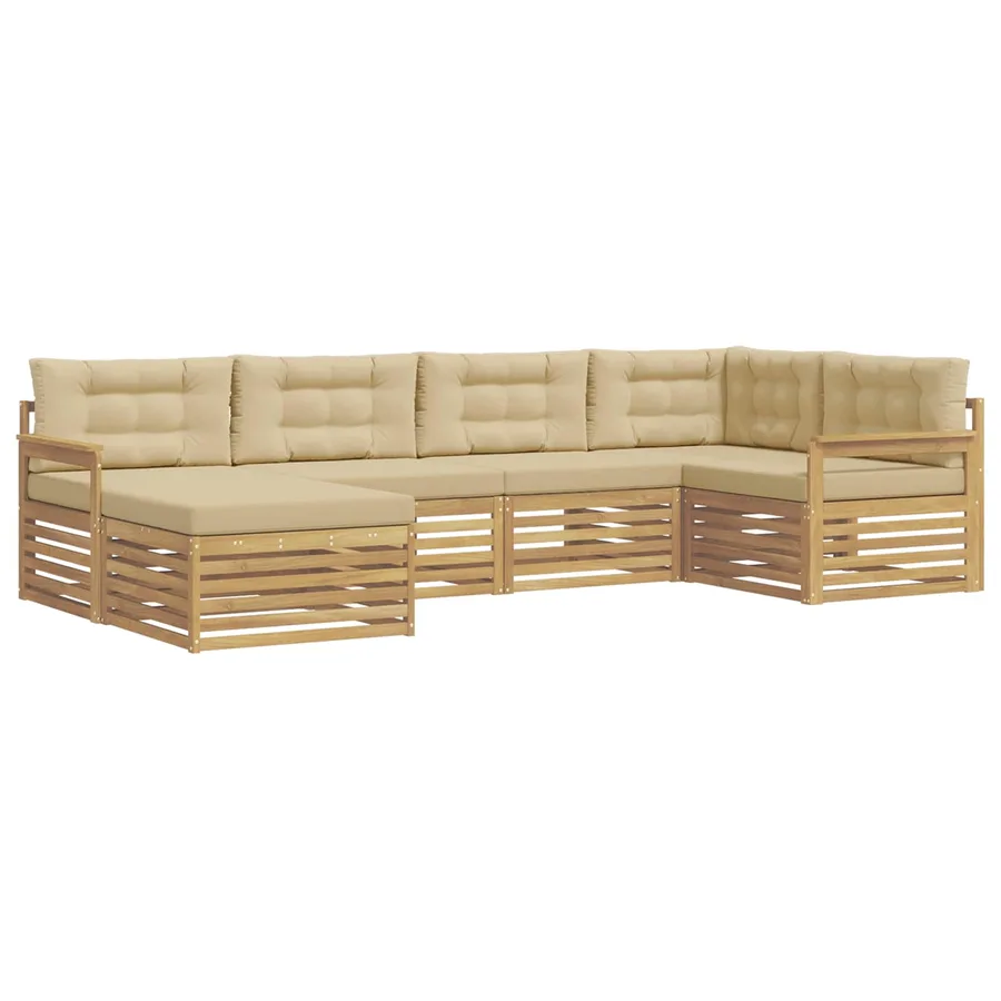 Ensemble de canapés d'extérieur 6 pc Blanc et Beige Polyester - 2
