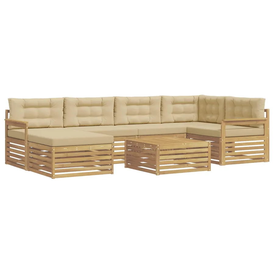 Ensemble de canapés d'extérieur 7 pc Blanc et Beige - 2