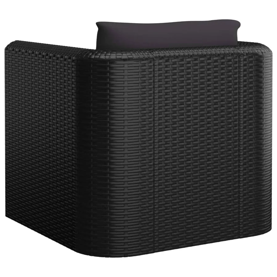 Salon de jardin 7 pcs avec coussins Résine tressée Noir - 13