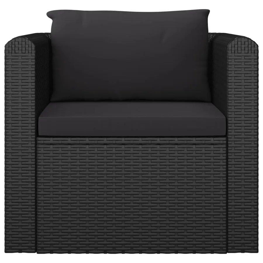 Salon de jardin 7 pcs avec coussins Résine tressée Noir - 7