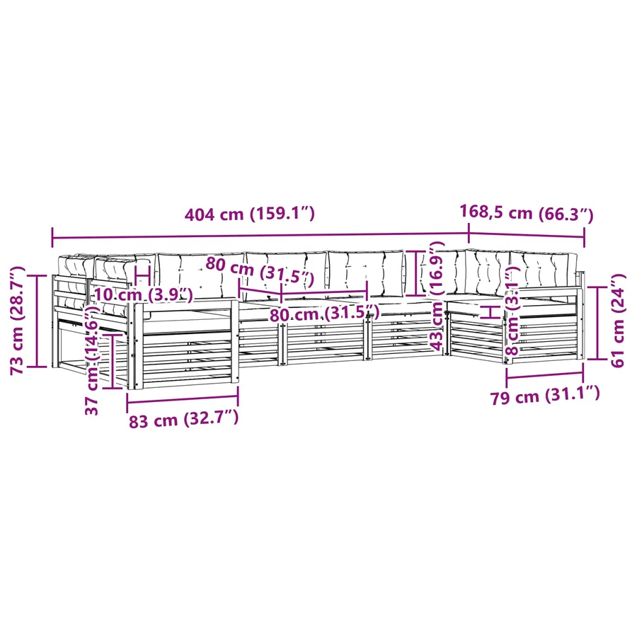 Ensemble de canapés d'extérieur 7 pc Blanc et crème - 7