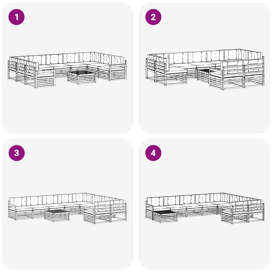 Ensemble de canapés d'extérieur 10 pc Blanc et anthracite - 7