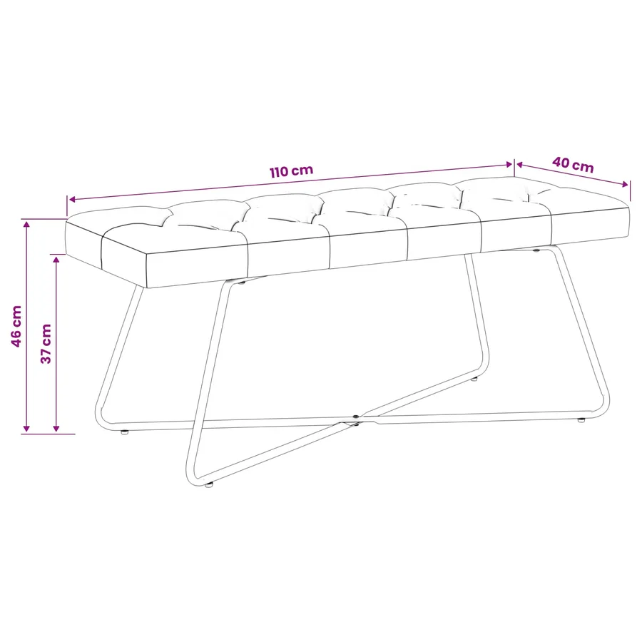 Banc avec capitonnage bouton Bleu 110 x 40 x 46 cm Tissu - 9