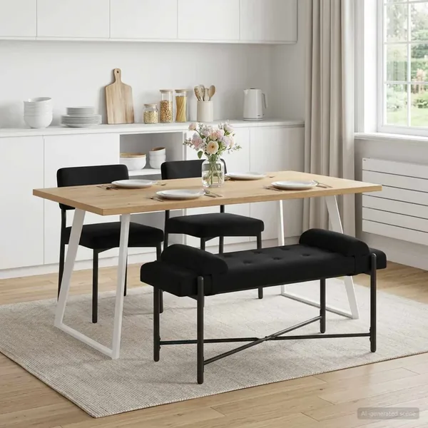 Banc capitonné à boutons avec coussins Noir 110 x 40 x 46 cm