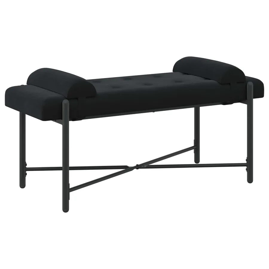 Banc capitonné à boutons avec coussins Noir 110 x 40 x 46 cm - 2