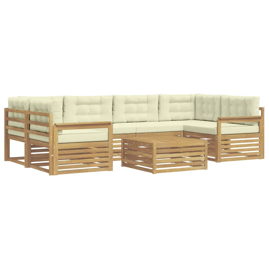 Ensemble de canapés d'extérieur 7 pc Blanc et crème Polyester - 2