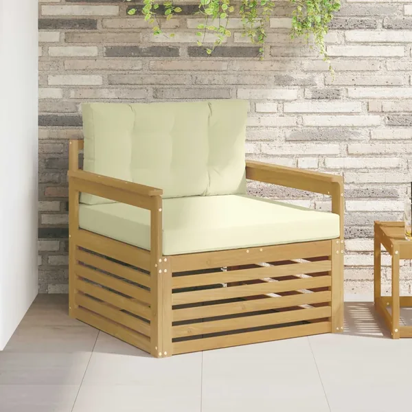 Canapé d’extérieur Polyester Blanc et crème