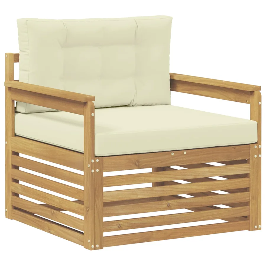 Canapé d’extérieur Polyester Blanc et crème - 2