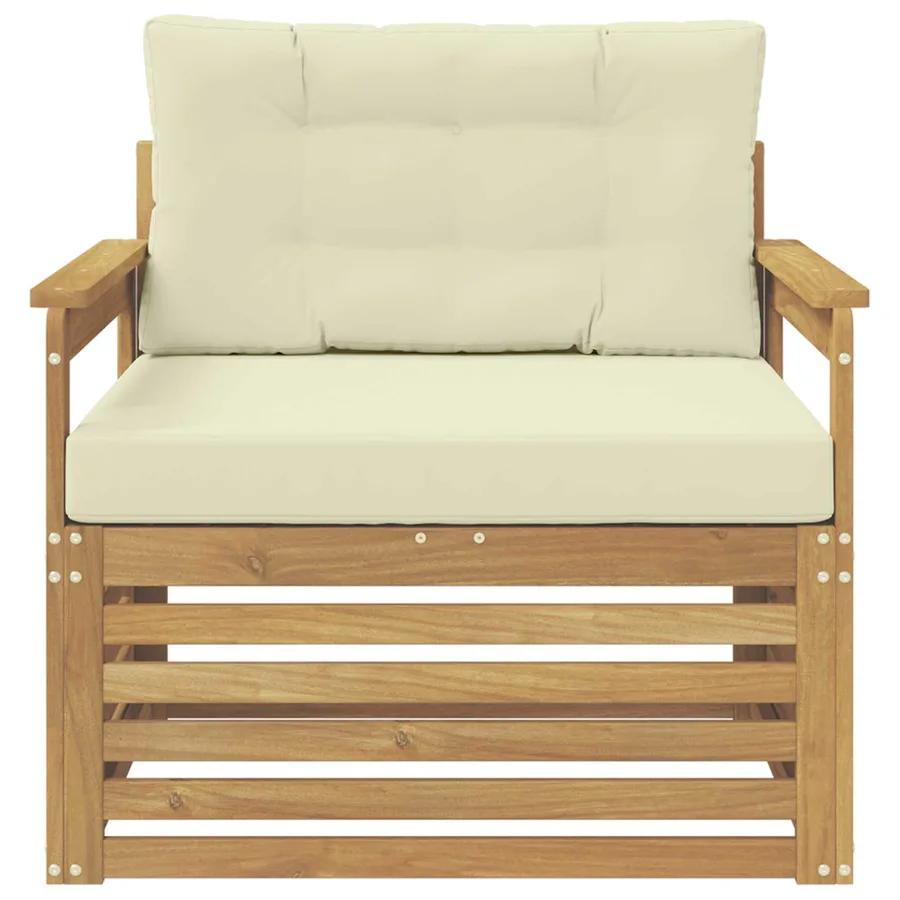 Canapé d’extérieur Polyester Blanc et crème - 3