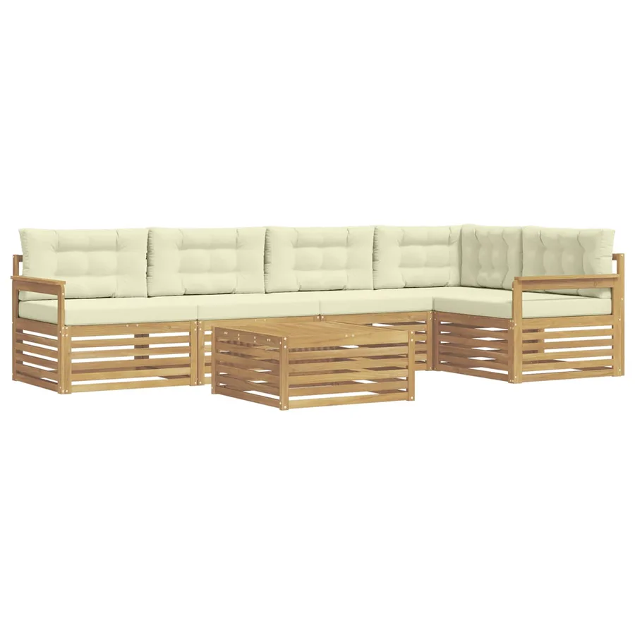 Ensemble de canapés d'extérieur 6 pc Blanc et crème Polyester - 2