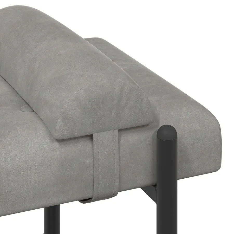 Banc capitonné à boutons avec coussins Gris clair Velours - 7