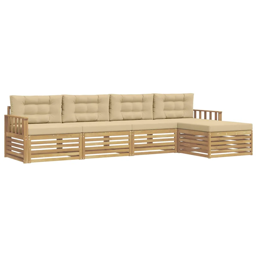 Ensemble de canapés d'extérieur 5 pc Blanc et Beige Polyester - 2